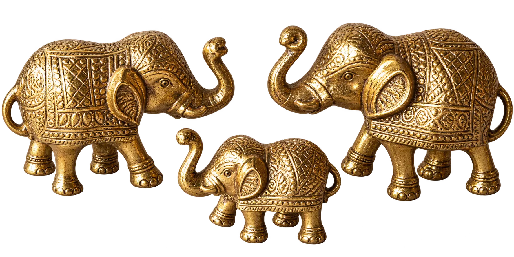 Ornate Golden Elephant Trio
